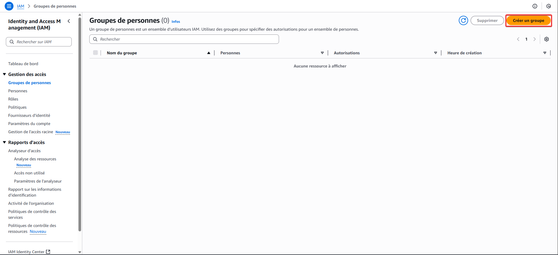 Crée des groupes et utilisateurs sur AWS IAM