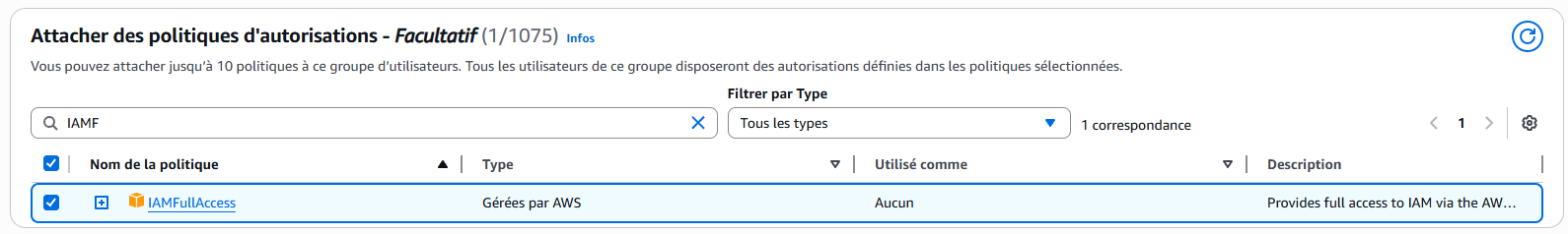 Crée des groupes et utilisateurs sur AWS IAM