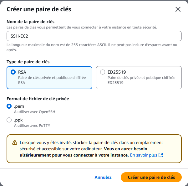 Création d'une instance EC2