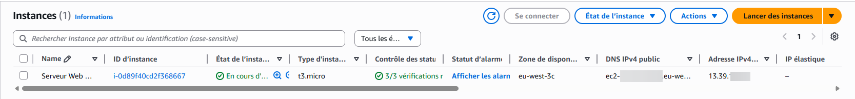 Création d'une instance EC2