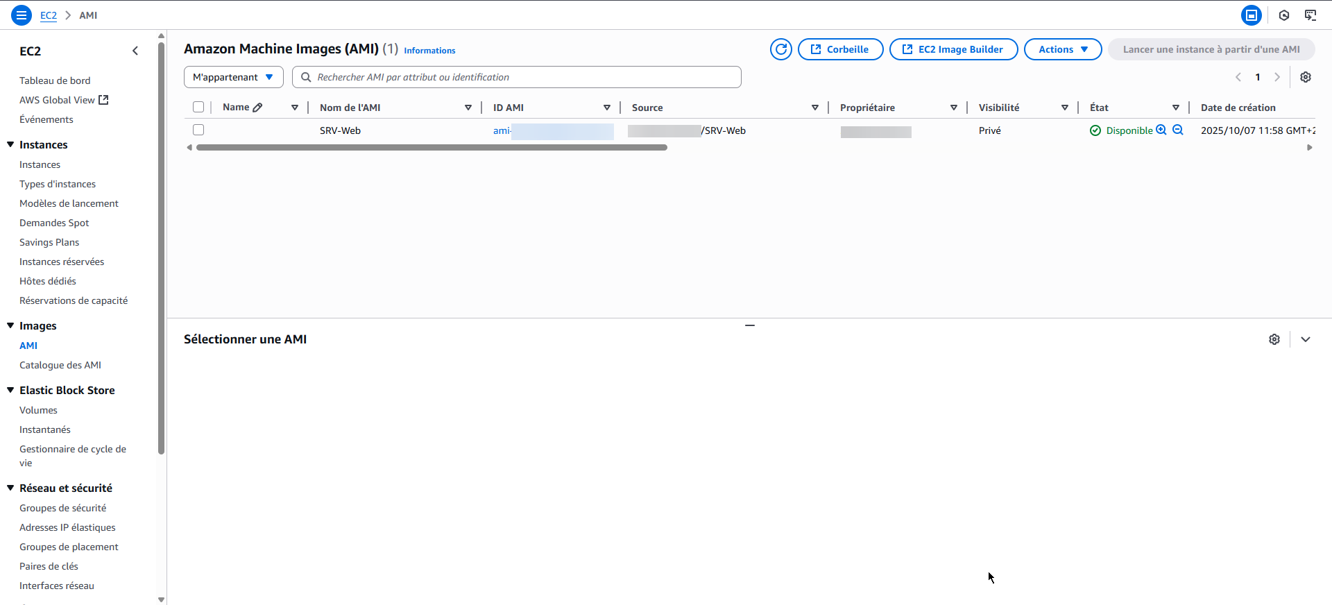 Créer une snapshot d'une instance EC2