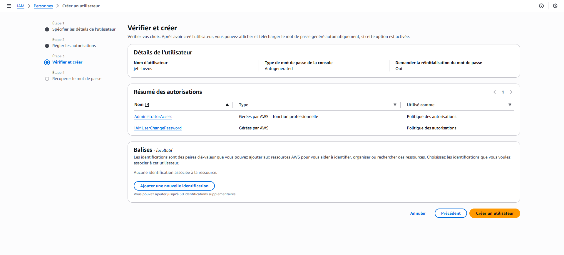Crée des groupes et utilisateurs sur AWS IAM