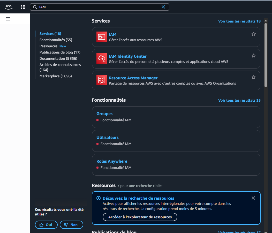 Crée des groupes et utilisateurs sur AWS IAM